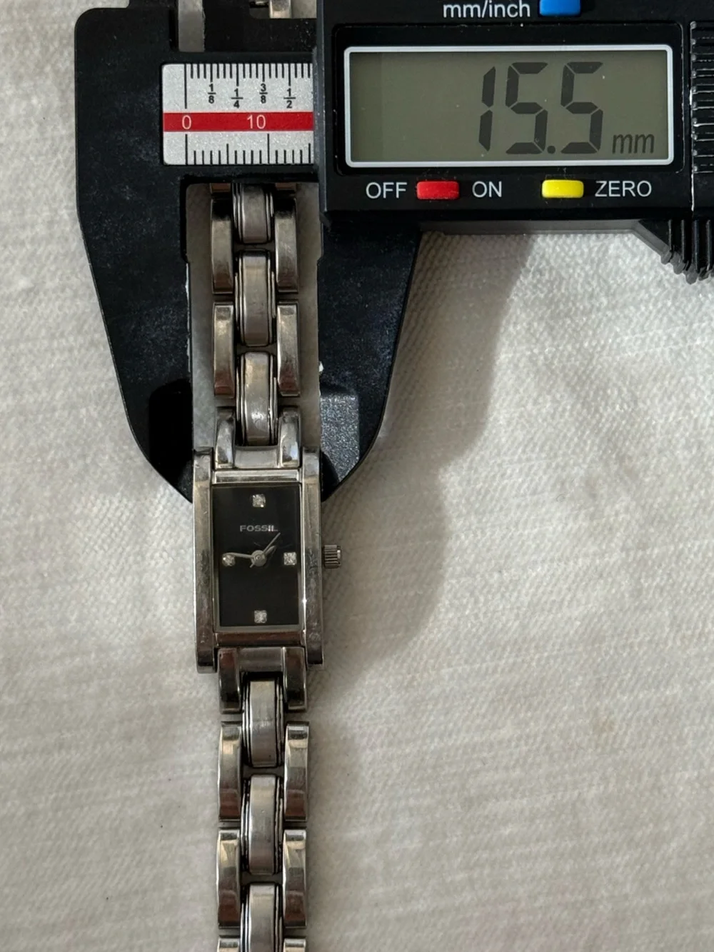 Fossil Silver Stainless Steel Bracelet Watch with Black Dial